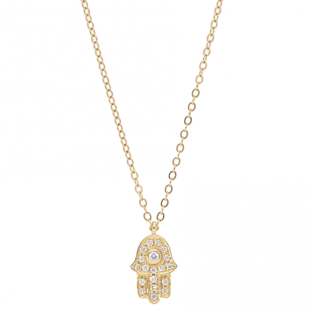 14k Diamond Hamsa Pendant Necklace By PD Collection